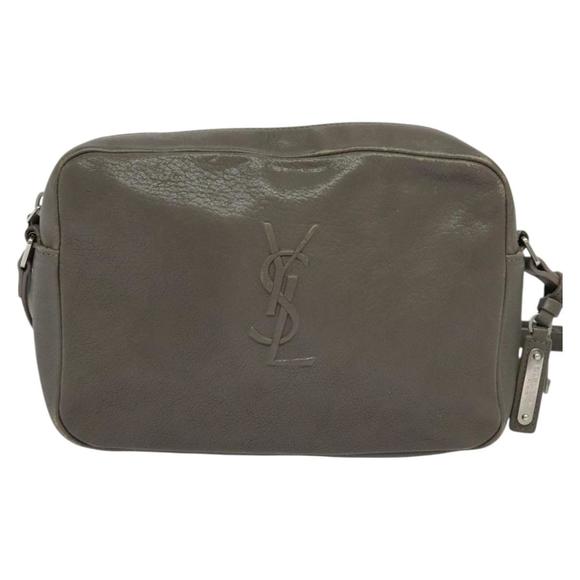 SAINT LAURENT Shoulder Camera Bag Leather Gray Silver Auth ep7783 - Picture 2 of 16